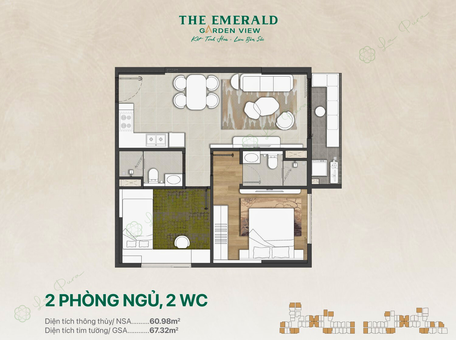 Căn 2pn The Emerald Garden View