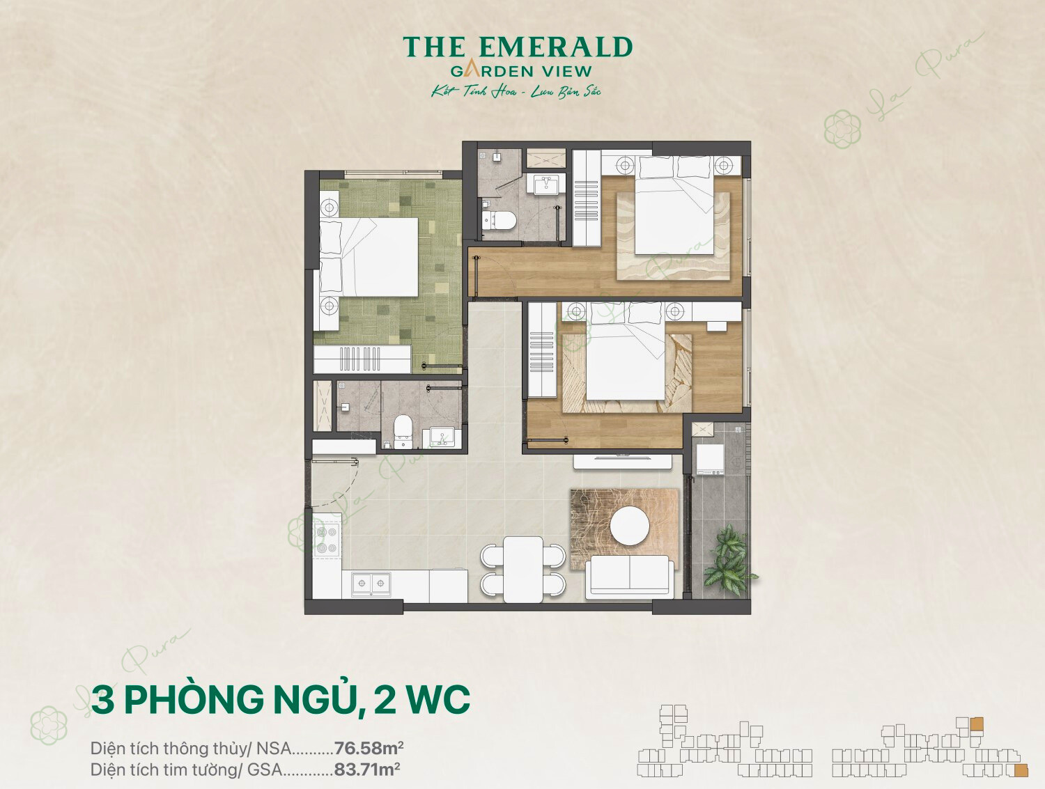 Căn 3pn The Emerald Garden View